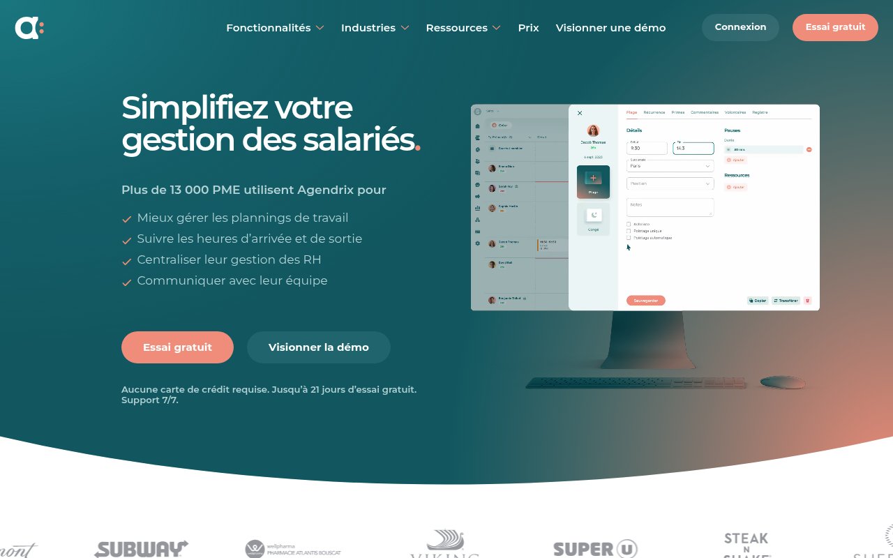 Apercu du site Agendrix