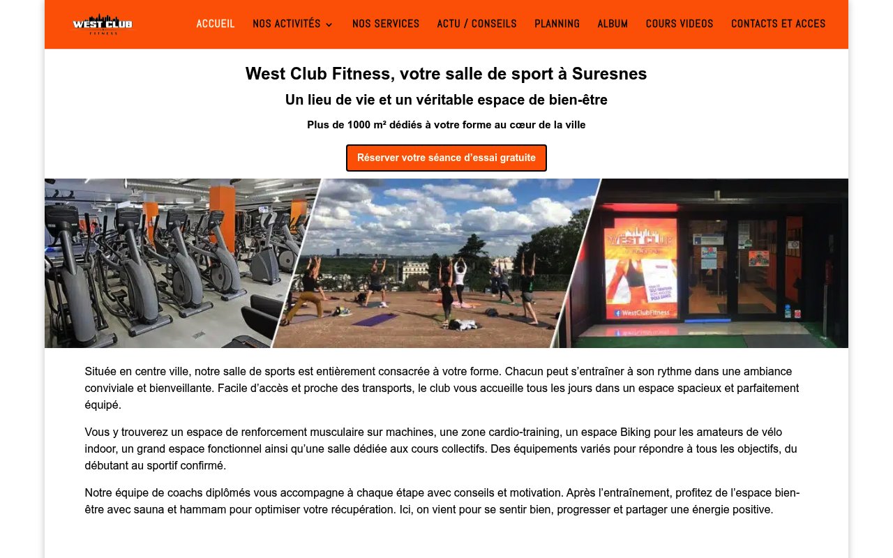 Apercu du site West Club Fitness