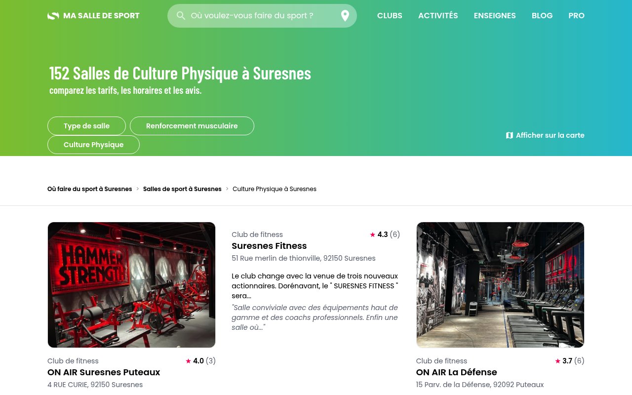 Apercu du site Front de Seine Fitness
