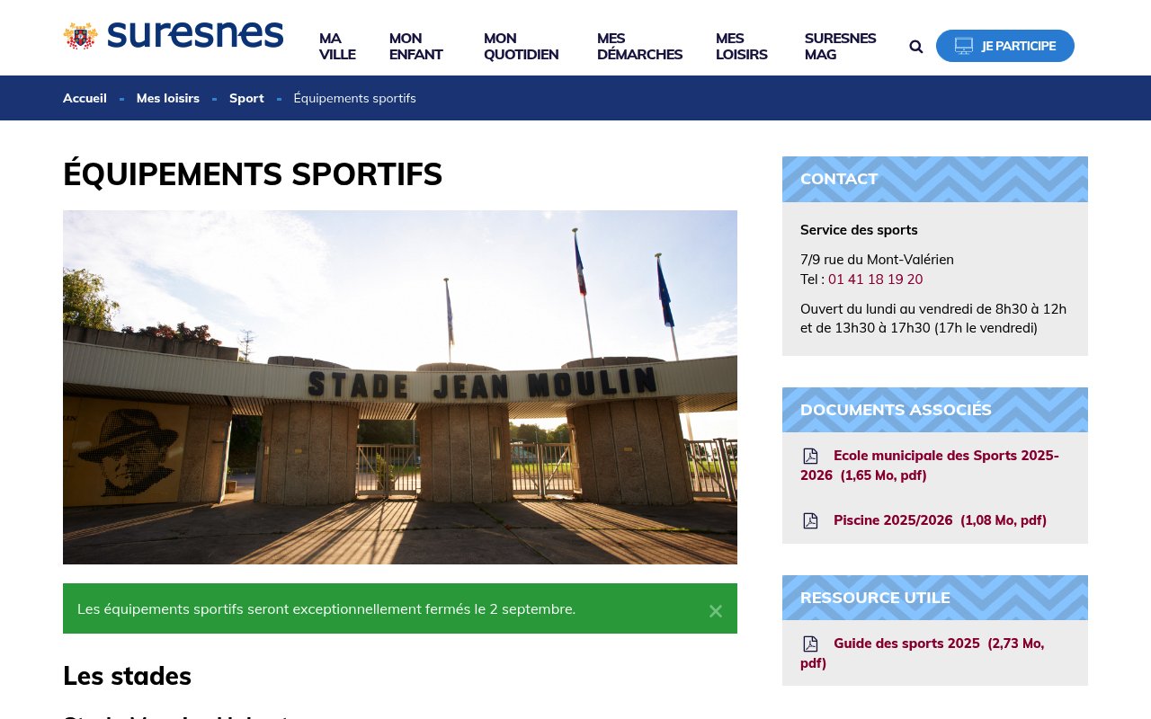 Apercu du site Centre Sportif Arnaud Beltrame