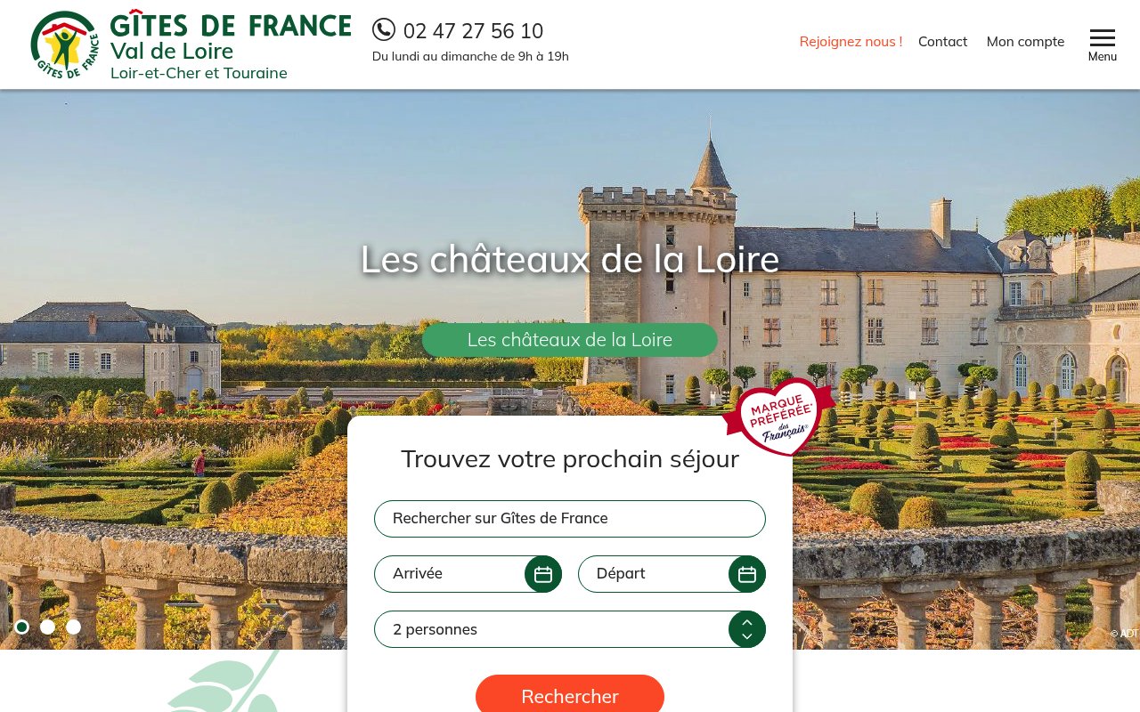 Top 9 meilleures chambres d'hôtes à Chambord : le classement 2026 3 Apercu du site Gîtes de France Val de Loire