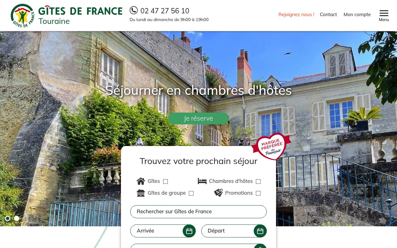 Apercu du site Gites Touraine