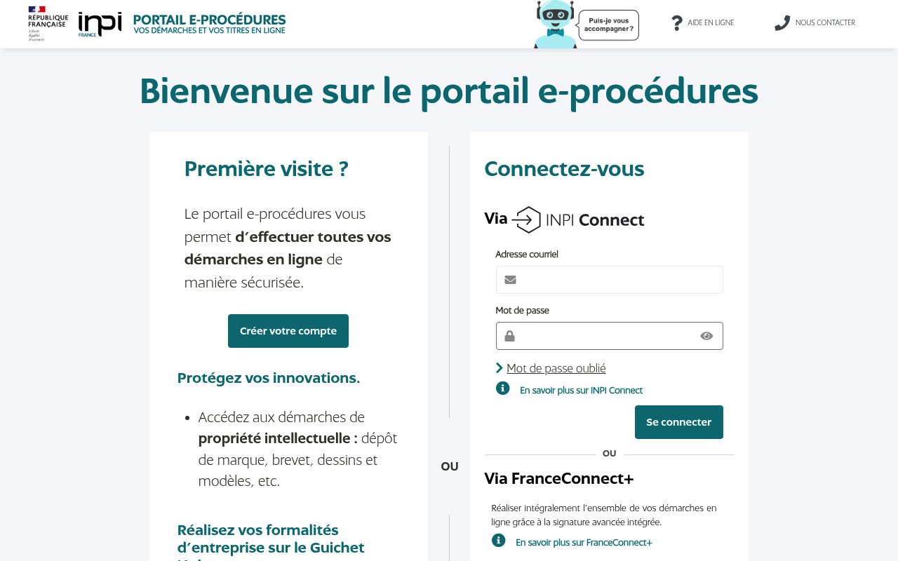 Apercu du site INPI e-Soleau