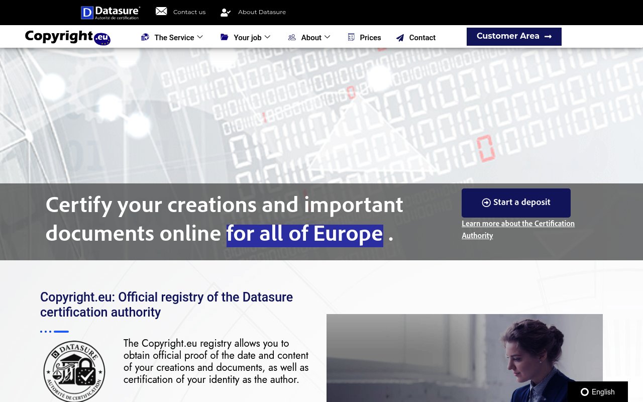 Apercu du site Datasure (Copyright.eu)