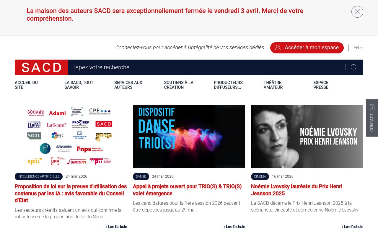 Apercu du site SACD e-dpo