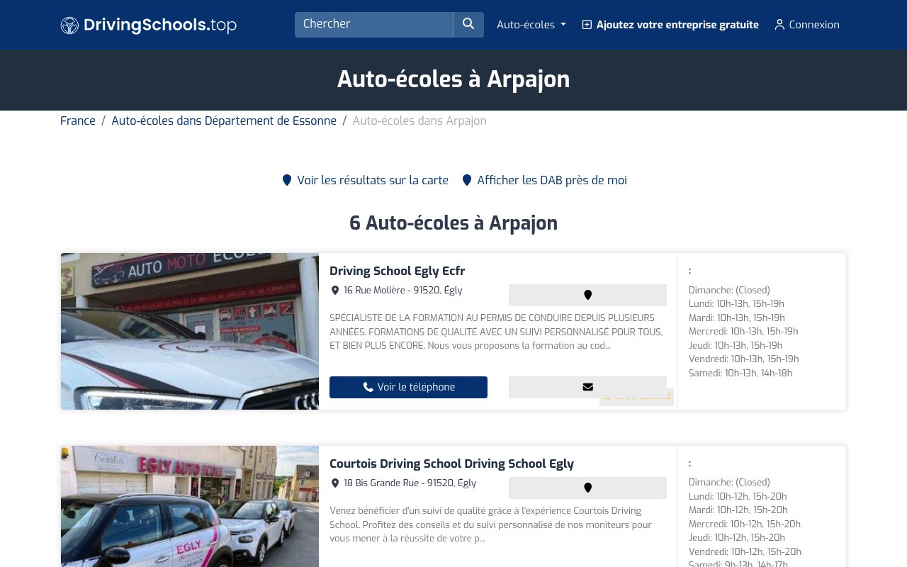 Apercu du site Driving School Egly Ecfr