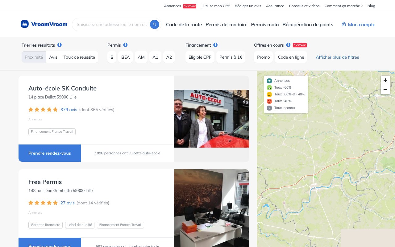 Apercu du site Permis Pas Cher Lille Gambetta