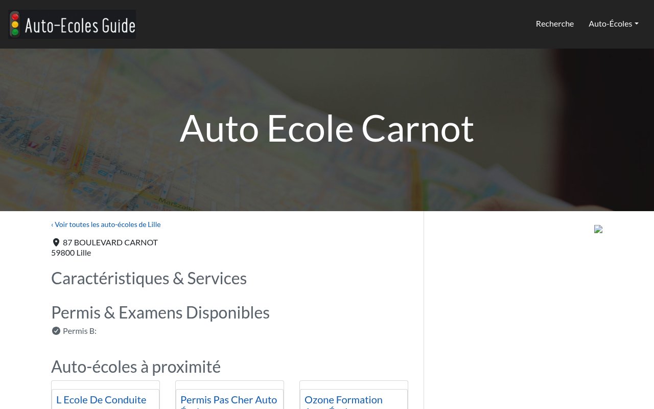 Apercu du site Auto Ecole Carnot