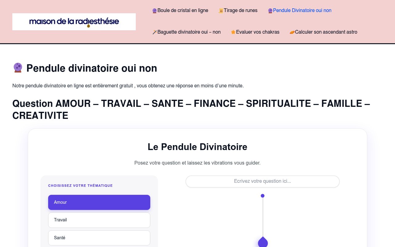 Apercu du site Maison de la radiesthésie