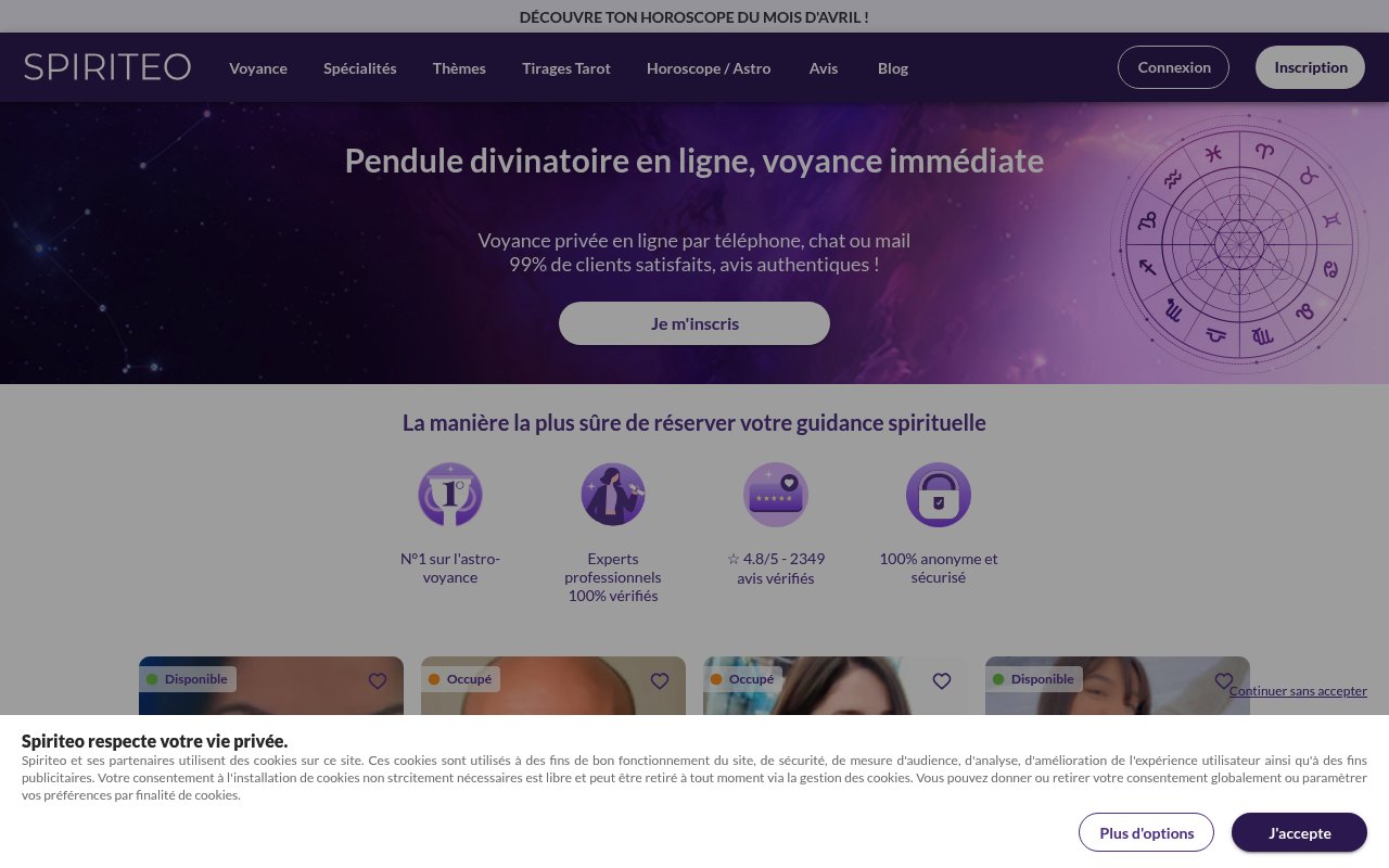 Apercu du site Spiriteo