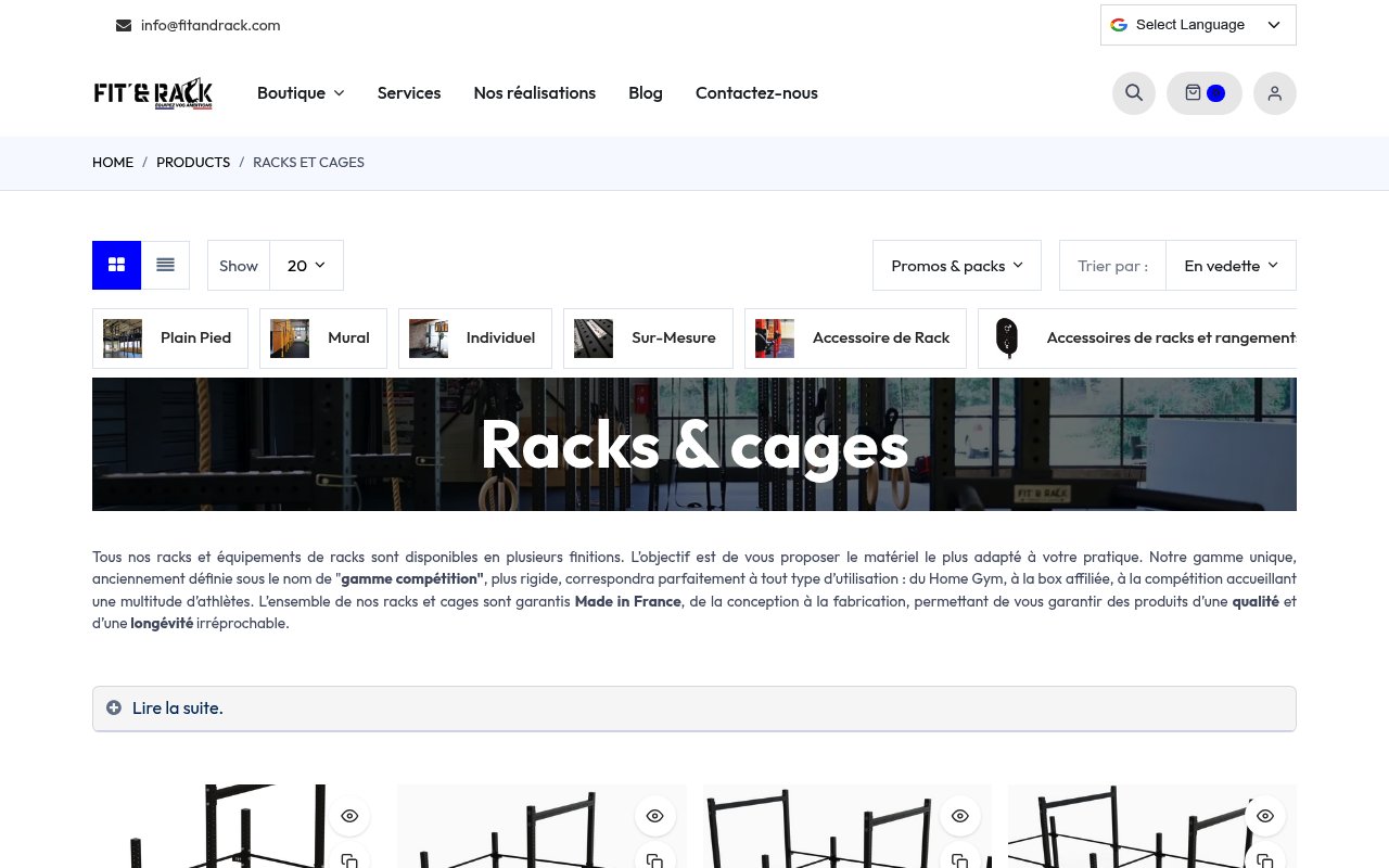 Apercu du site Fit' & Rack