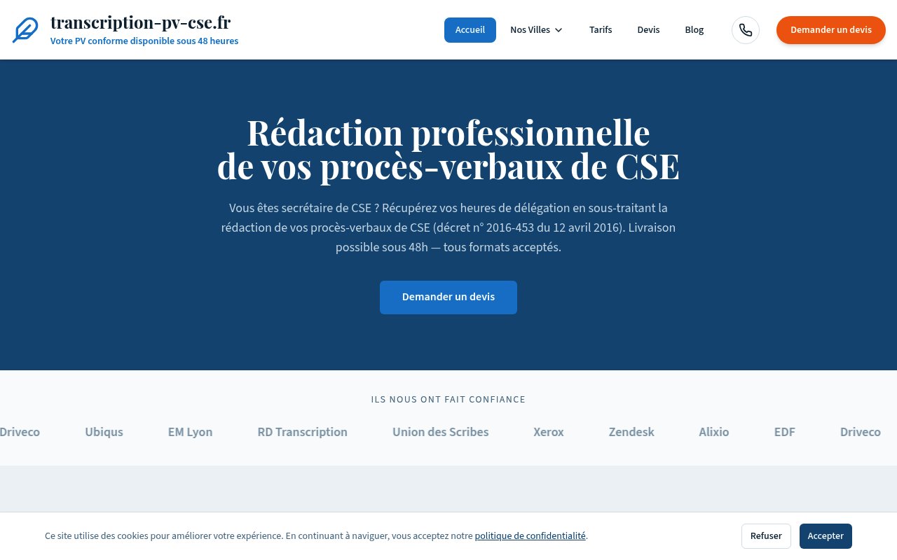 Apercu du site Transcription-PV-CSE.fr