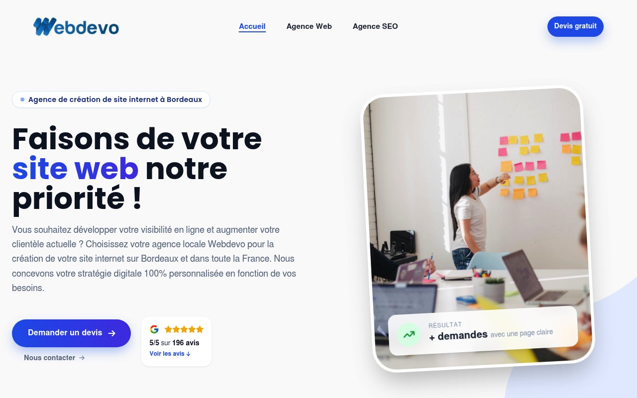 Apercu du site Webdevo