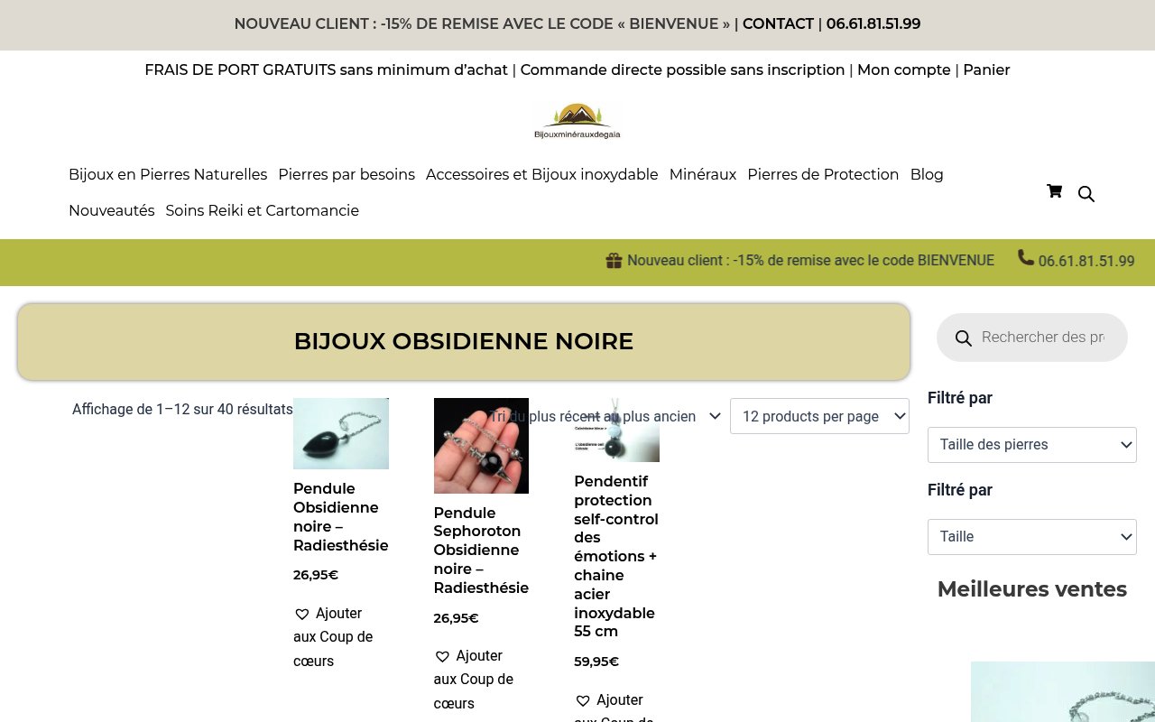 Apercu du site Bijoux Mineraux de Gaia