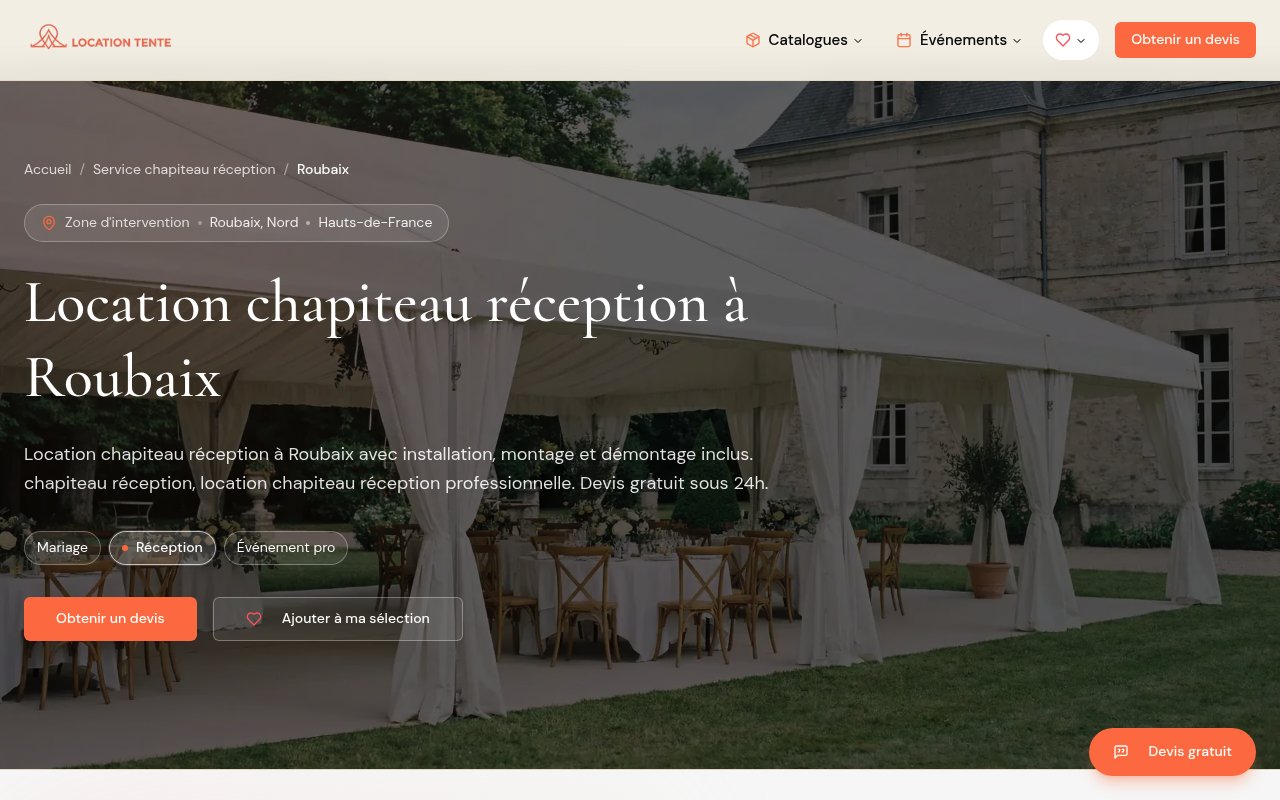 Apercu du site Location Tente (Roubaix)