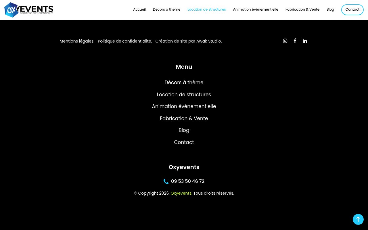 Apercu du site Oxy Events