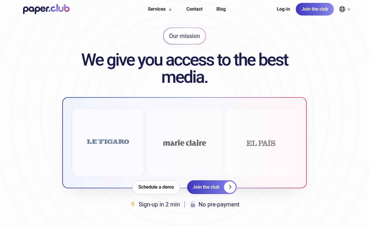 Apercu du site Paper.club