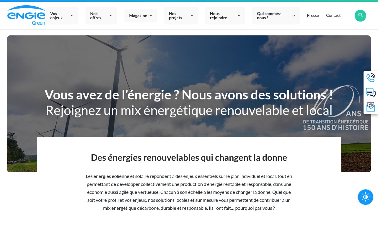 Apercu du site ENGIE Green