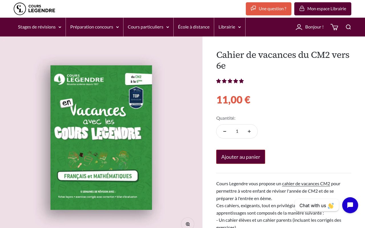 Apercu du site Cours Legendre