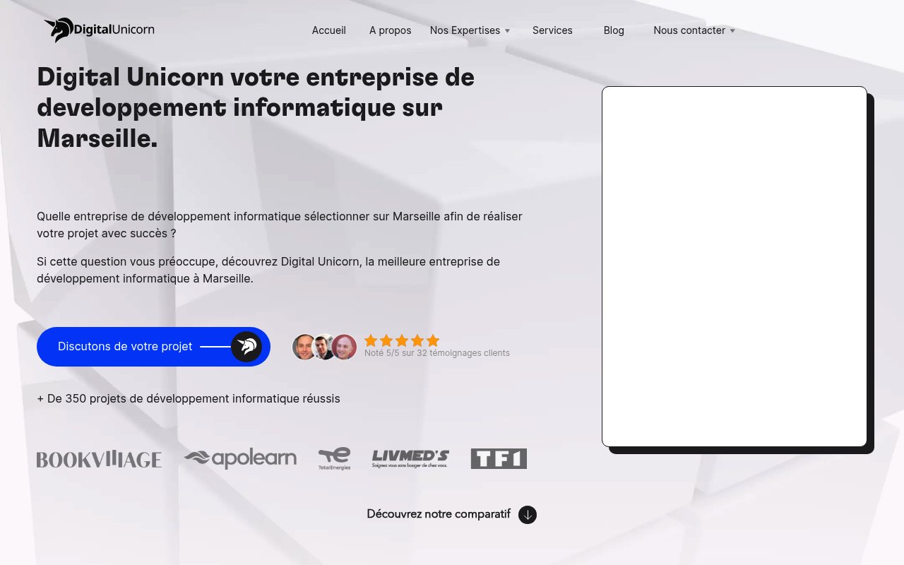 Apercu du site Digital Unicorn