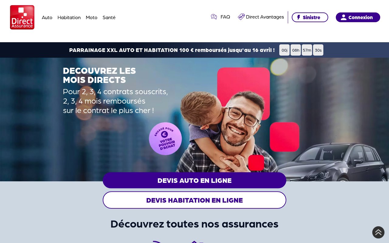 Apercu du site Direct Assurance