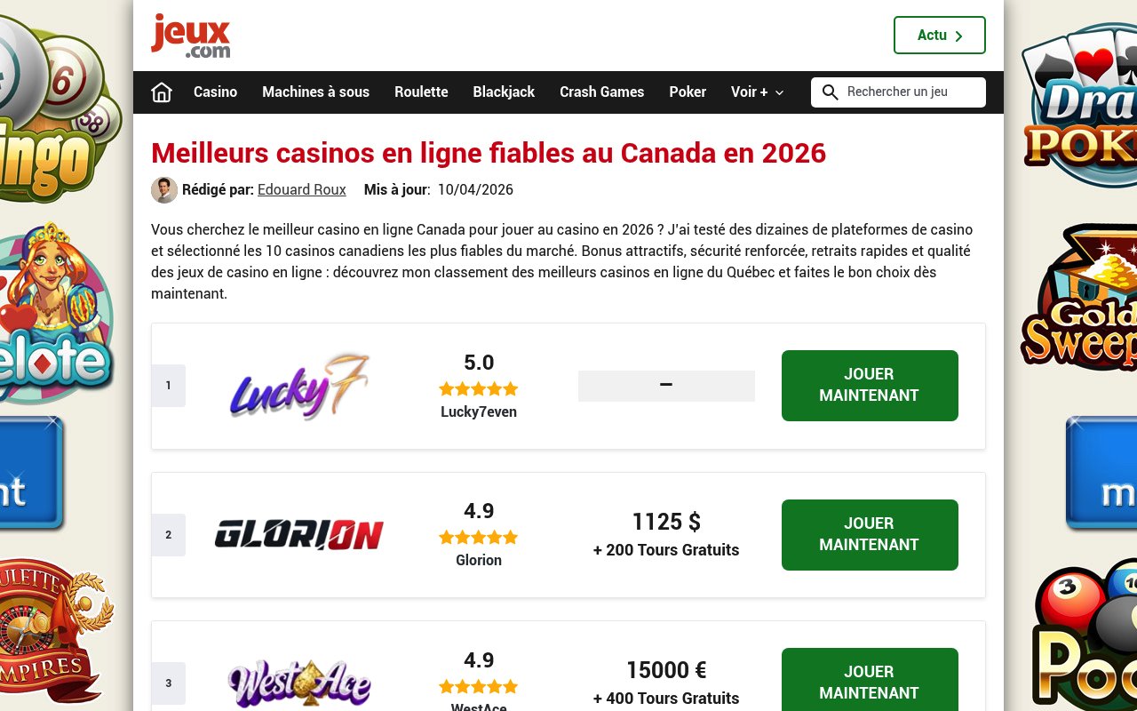 Apercu du site Jeux.com