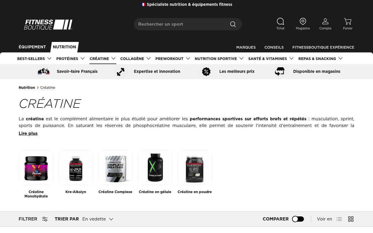 Apercu du site Fitness Boutique