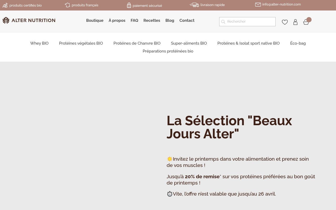 Apercu du site Alter Nutrition