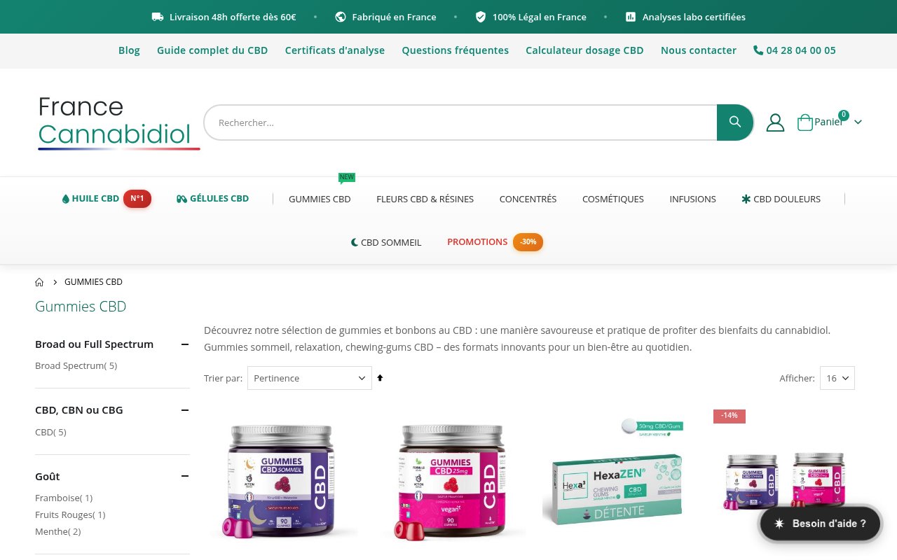 Apercu du site France Cannabidiol