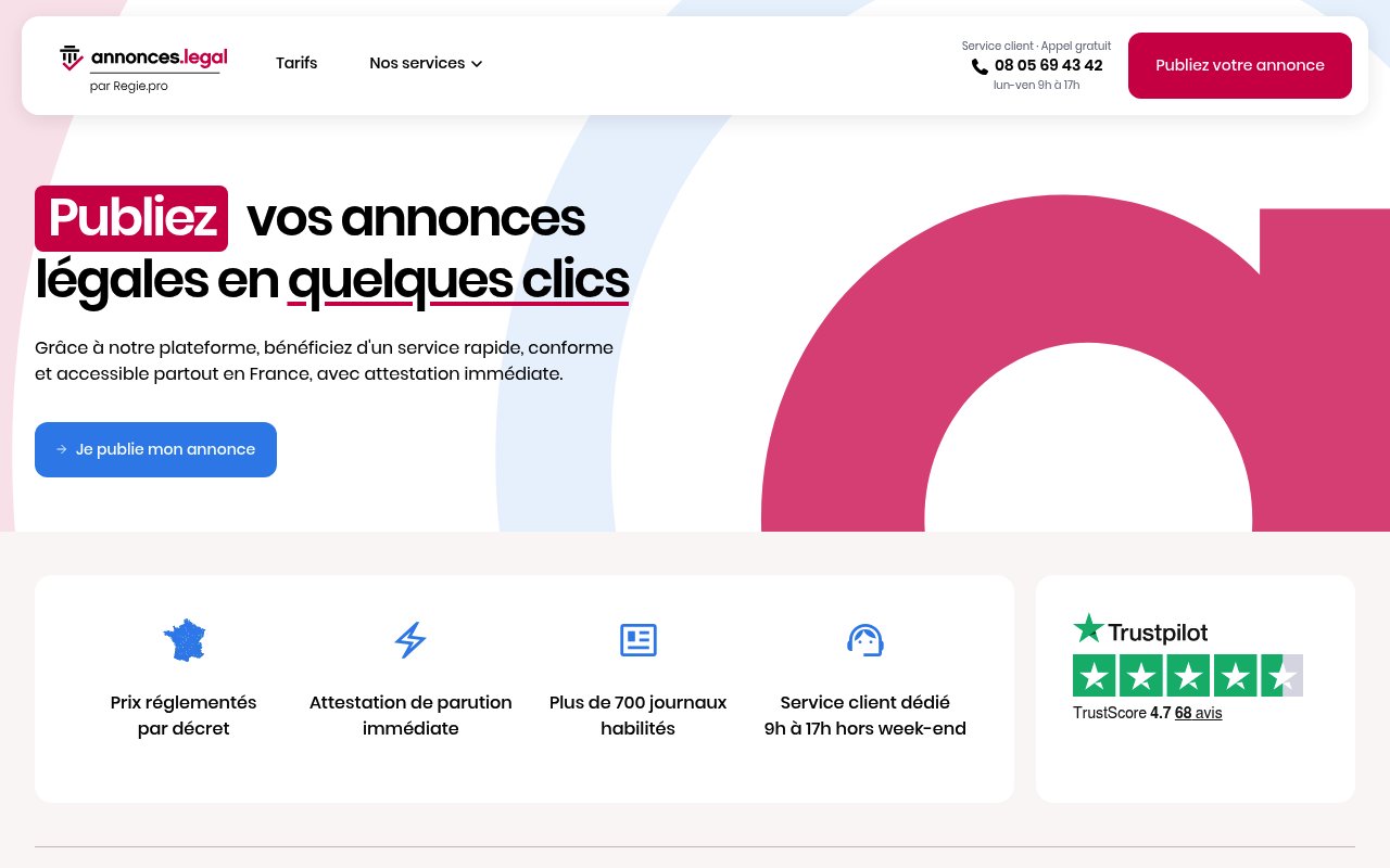 Apercu du site Annonces.legal