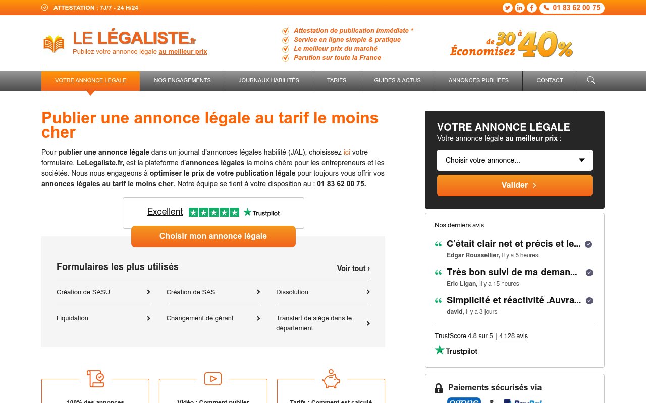 Apercu du site Le Légaliste