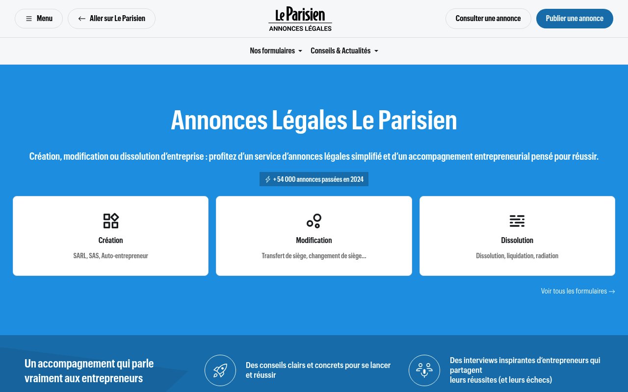 Apercu du site Le Parisien Solutions