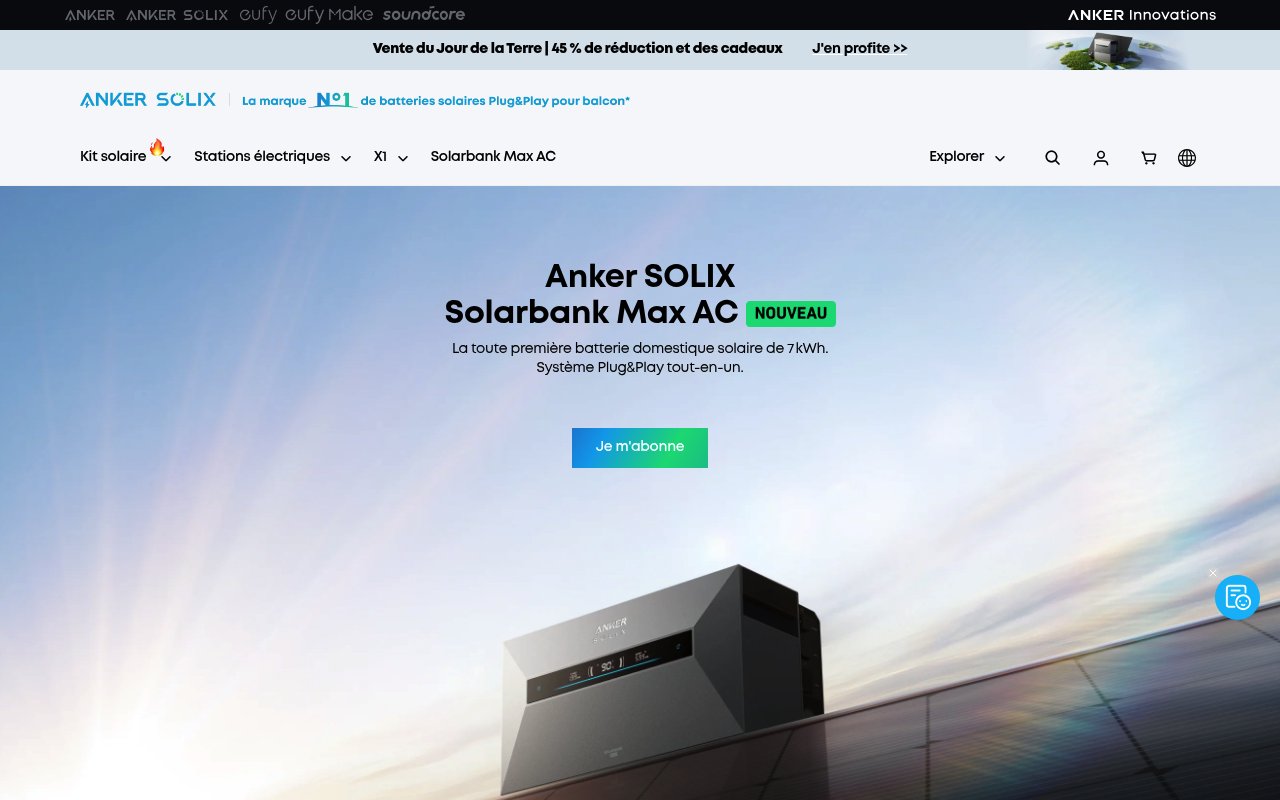 Apercu du site Anker Solix