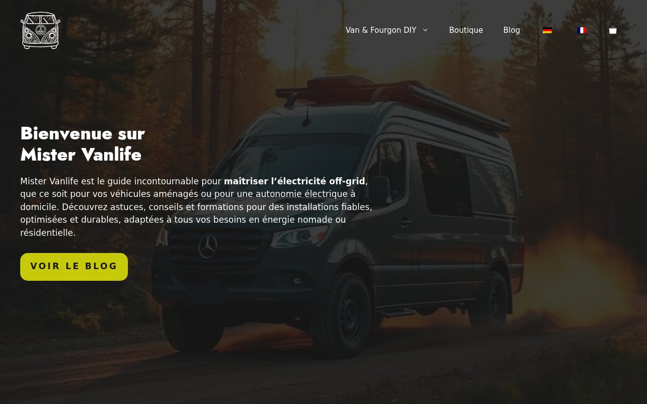 Apercu du site Mister Vanlife