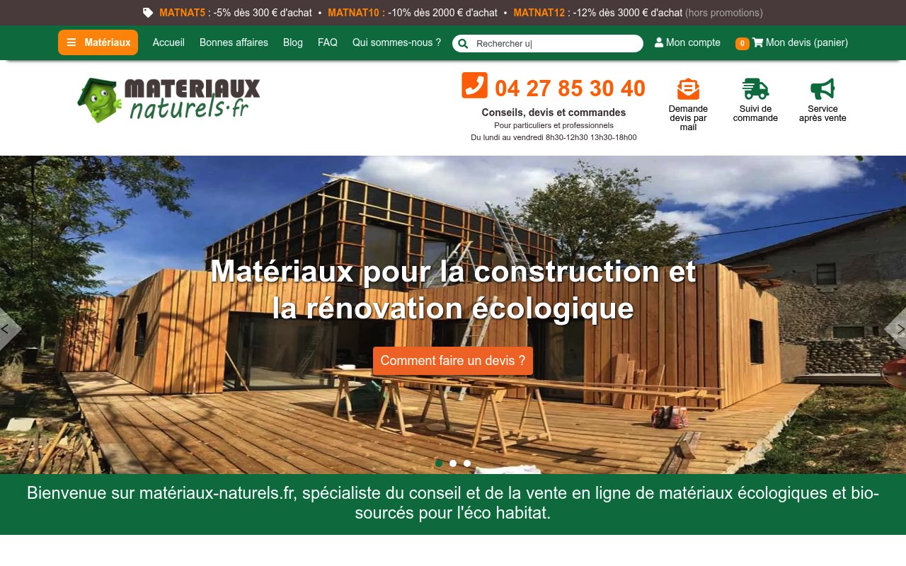 Apercu du site Materiaux Naturels