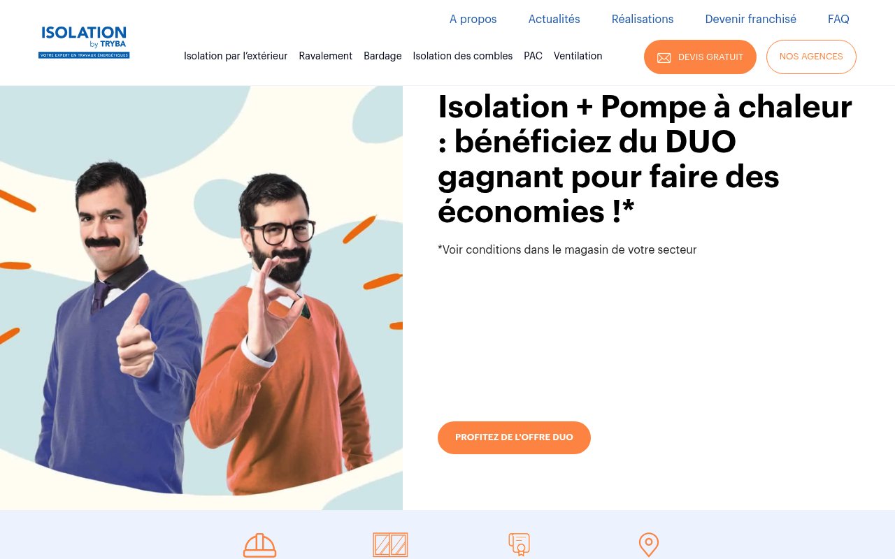 Apercu du site Isolation by Tryba