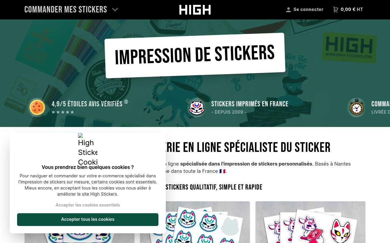 Apercu du site High Stickers