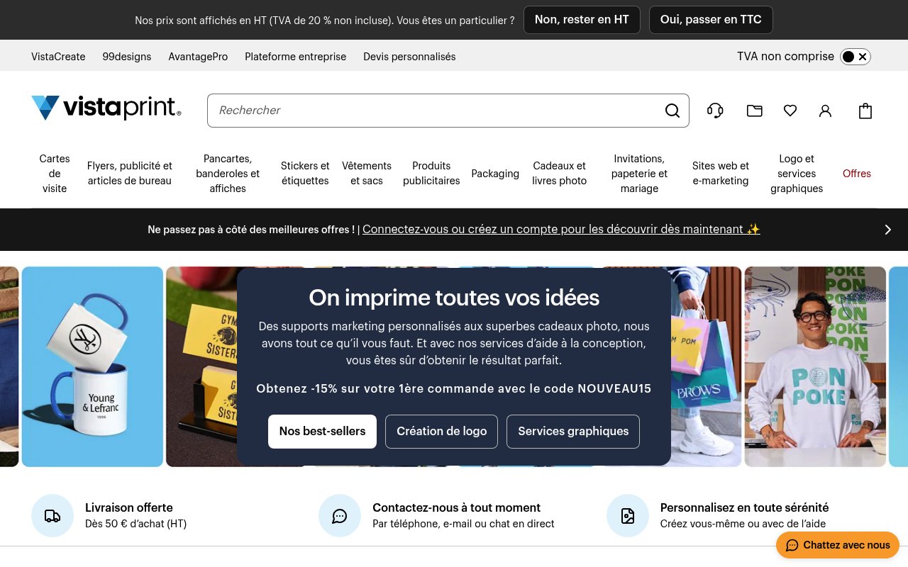 Apercu du site VistaPrint