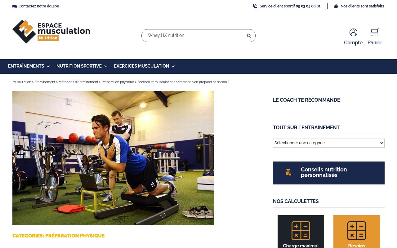 Apercu du site Espace Musculation