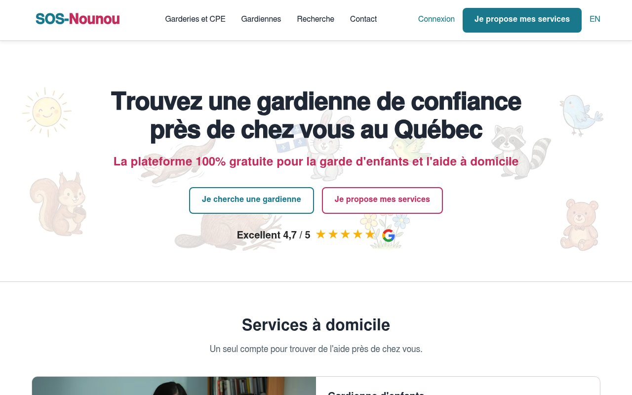 Apercu du site SOS-Nounou