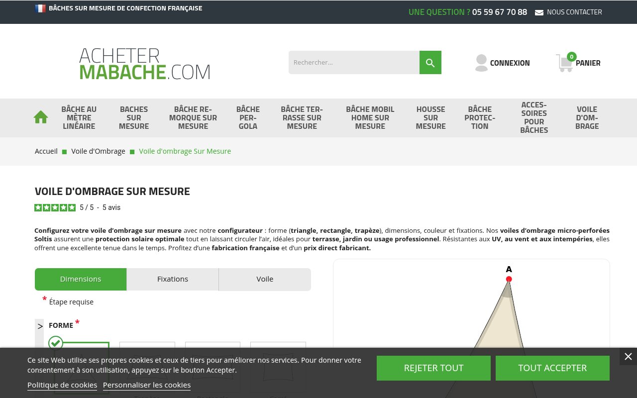 Apercu du site Acheter ma bâche