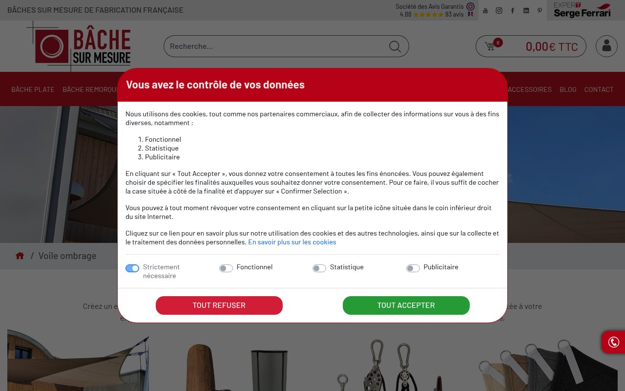 Apercu du site Bâche sur Mesure