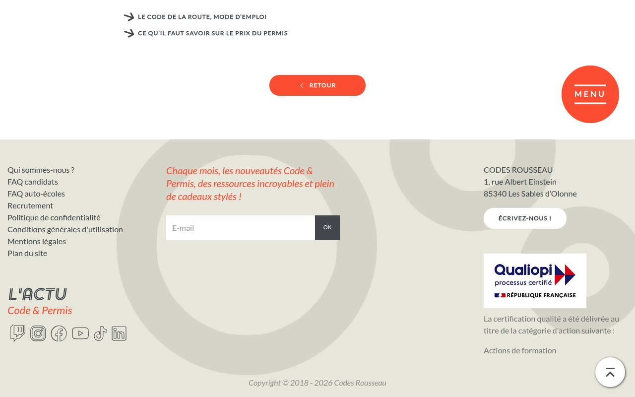 Apercu du site Codes Rousseau