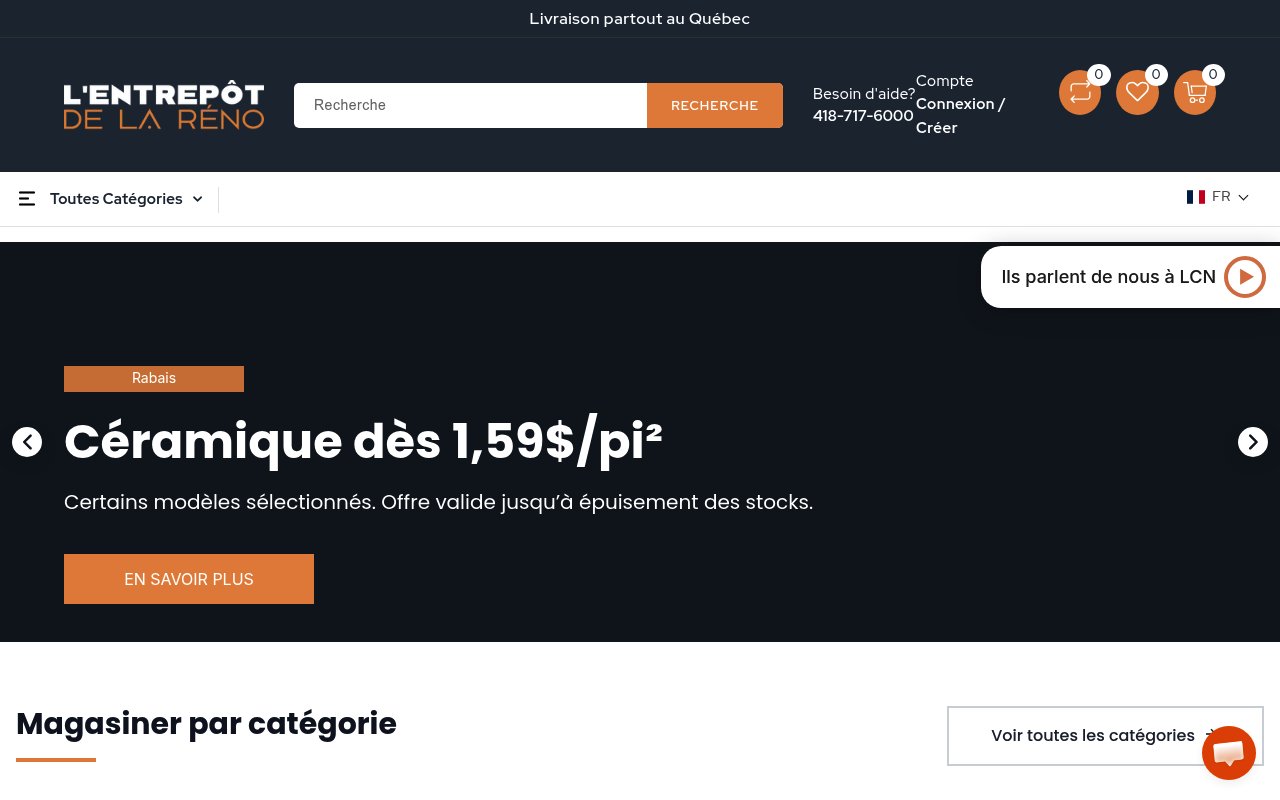 Apercu du site Entrepôt de la Réno