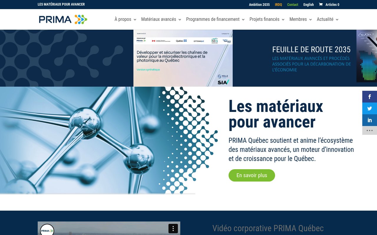 Apercu du site PRIMA Québec