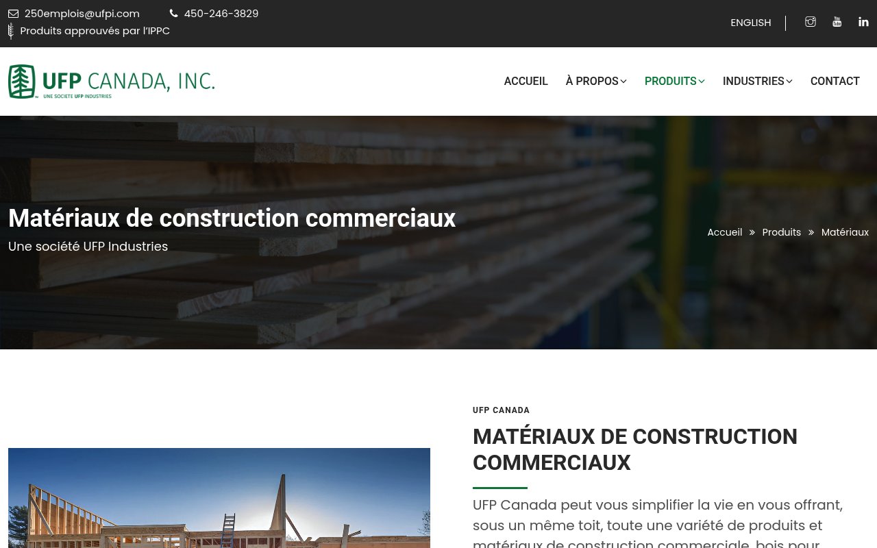 Apercu du site UFP Canada