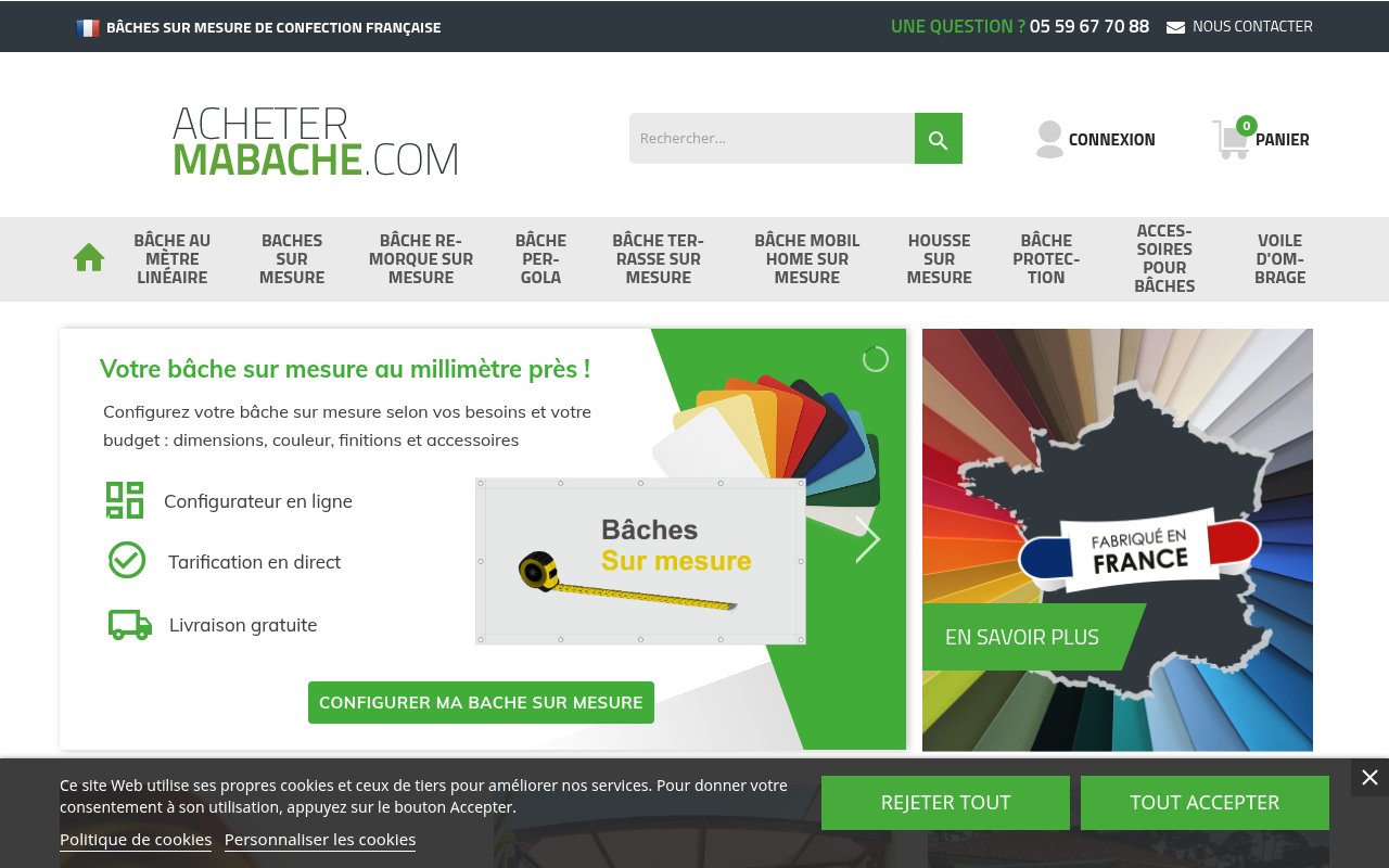 Apercu du site Acheter ma Bache.com