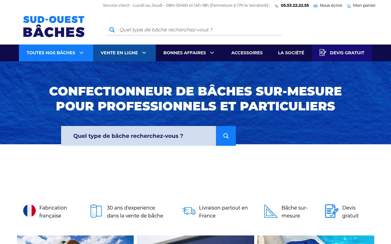 Apercu du site Sud-Ouest Bâches