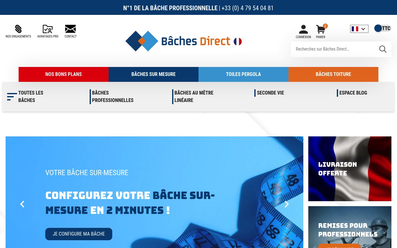 Apercu du site Bâches Direct