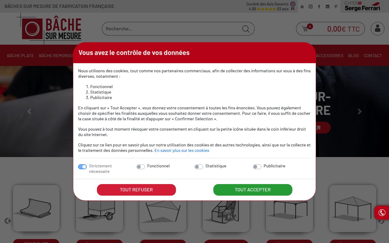 Apercu du site Bâche Sur Mesure